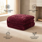 SOGA 230x200cm Burgundy Flannel Polyester Throw Blanket