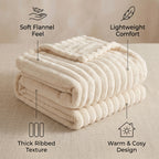 SOGA 2X 150x200cm Cream Flannel Polyester Throw Blanket