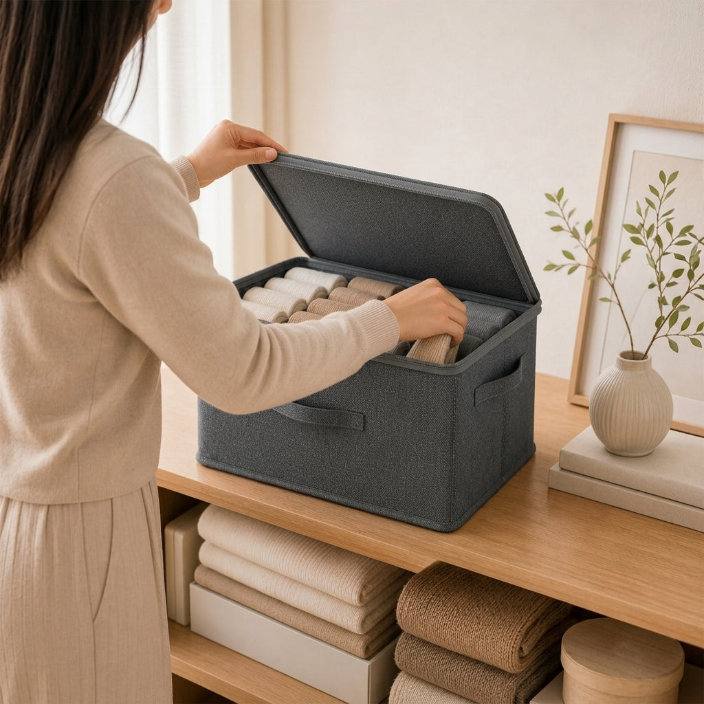 SOGA (60x40x30cm) Grey Fabric Storage Box Home Organizer