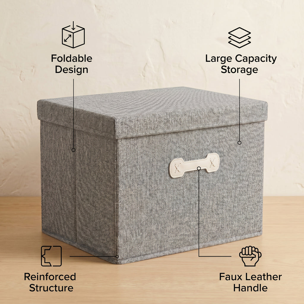 SOGA (35x28x18cm) Grey 18L Fabric Storage Box Organizer