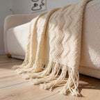 SOGA 2X Cream Polyester Throw Blanket Soft Cozy Sofa Bed