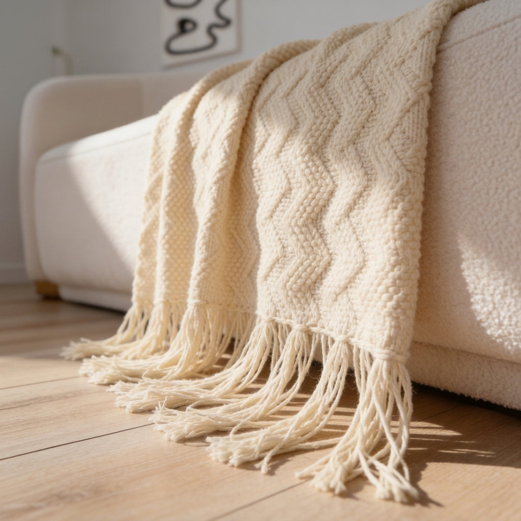 SOGA 2X Cream Polyester Throw Blanket Soft Cozy Sofa Bed