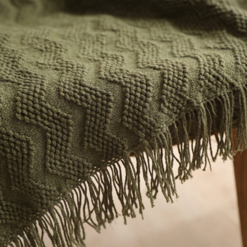 SOGA Army Green Polyester Throw Blanket Soft Cozy Sofa Bed
