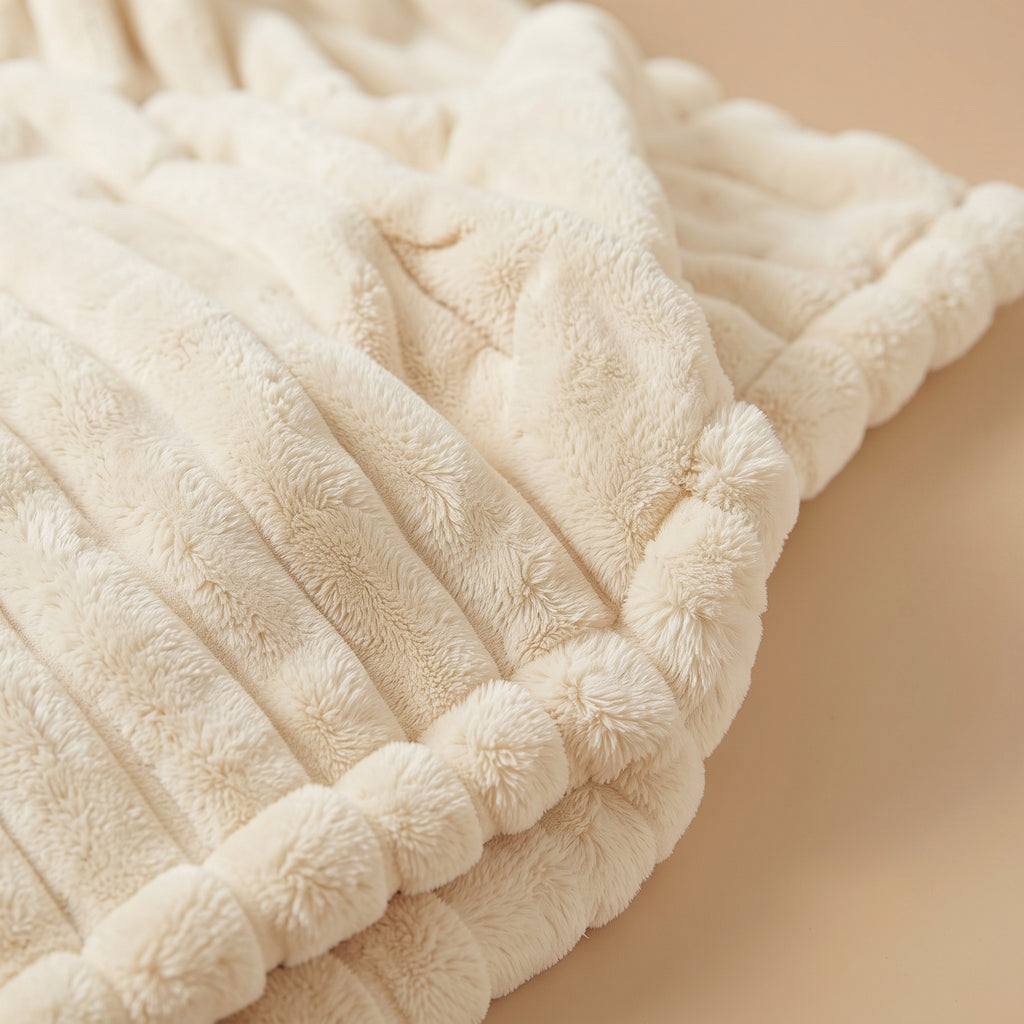 SOGA 2X 150x200cm Cream Flannel Polyester Throw Blanket