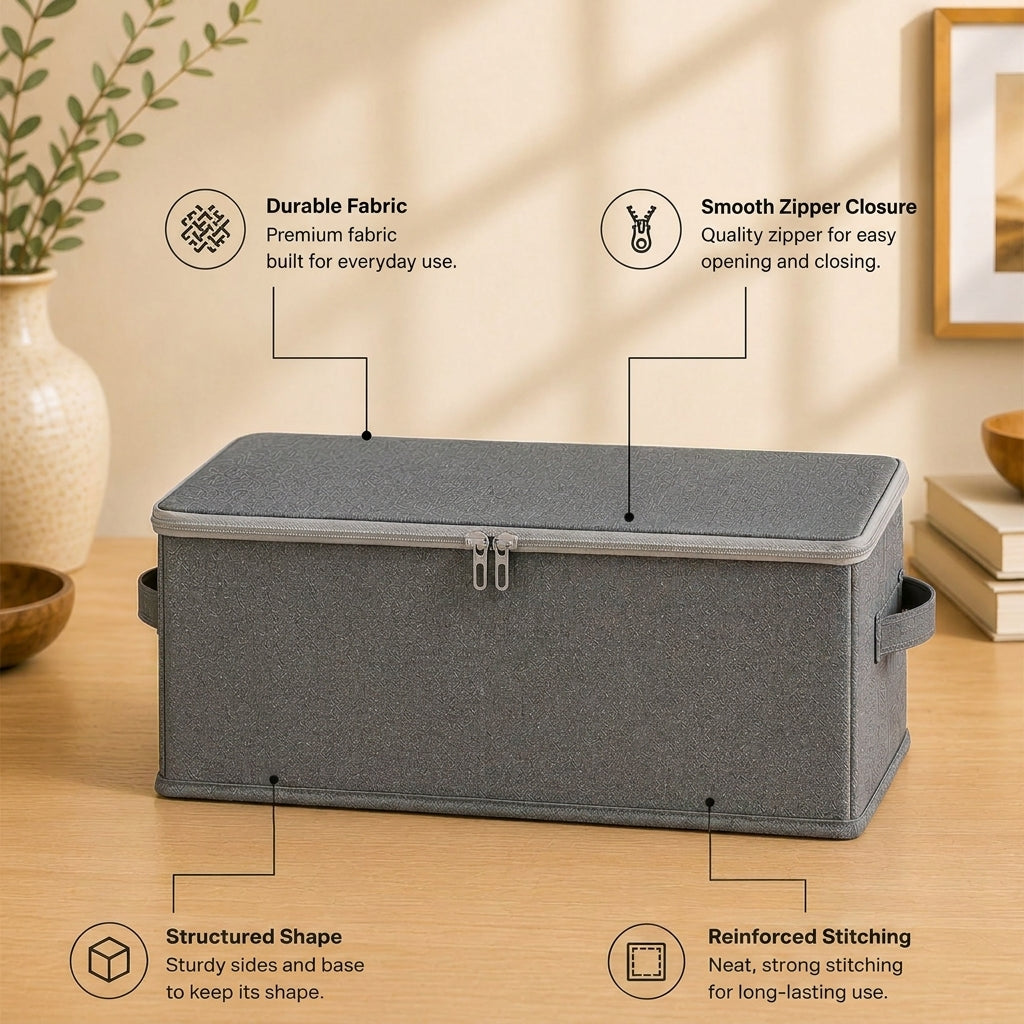 SOGA (38x26x15cm) Grey Fabric Storage Box Home Organizer (Medium)