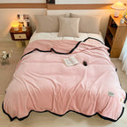 SOGA 230x200cm Pink Flannel Polyester Throw Blanket