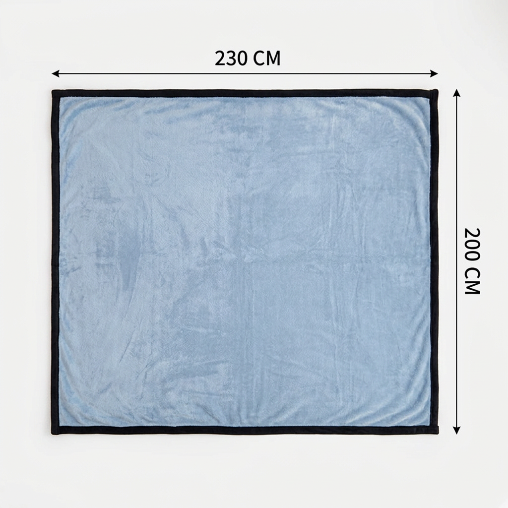 SOGA 230x200cm Blue Flannel Polyester Throw Blanket