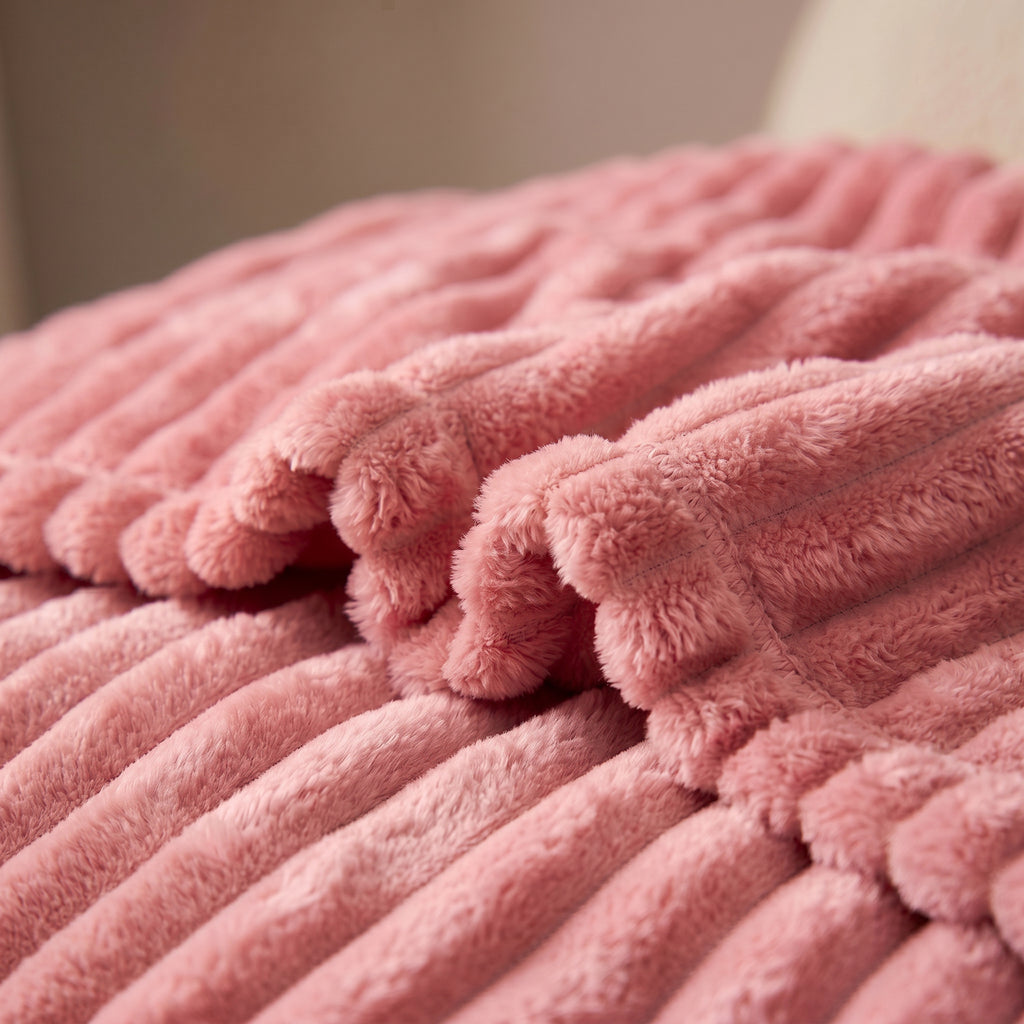 SOGA 2X 230x200cm Pink Flannel Polyester Throw Blanket