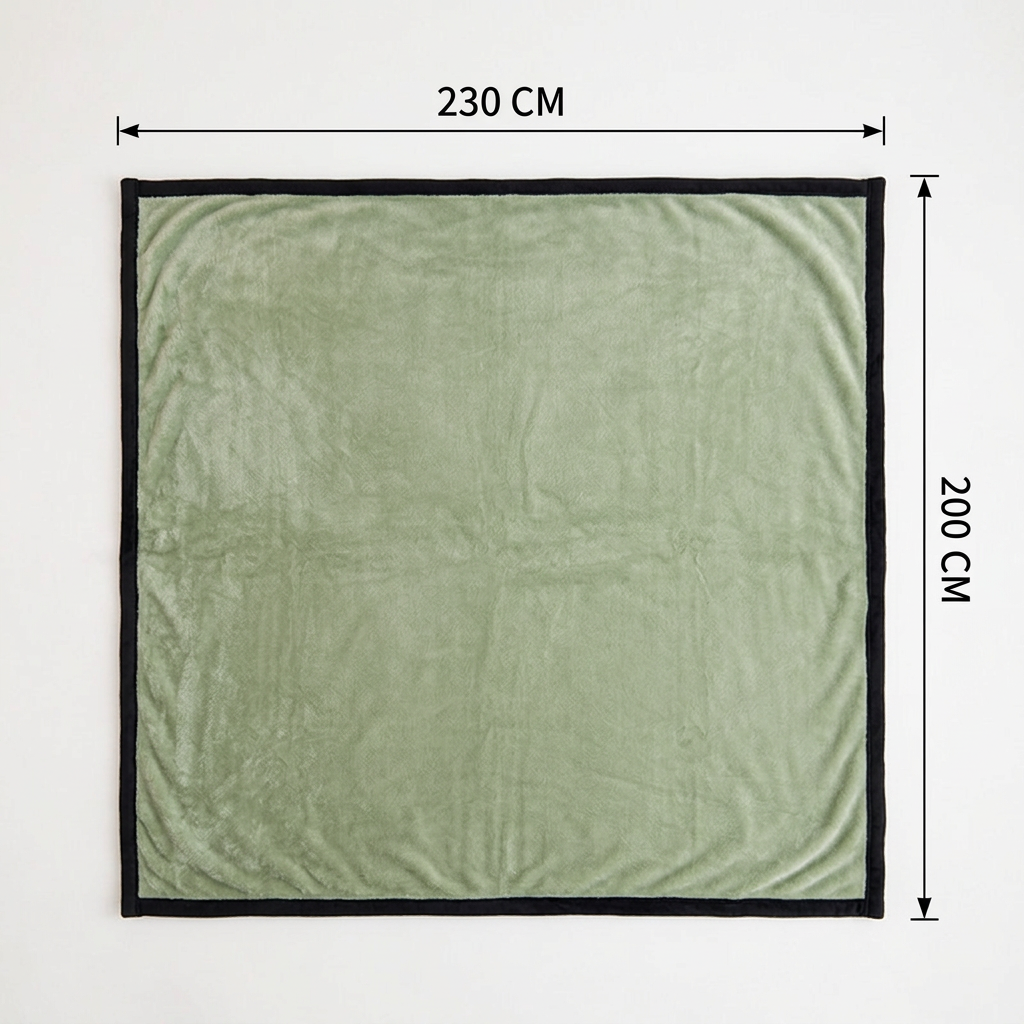 SOGA 2X 230x200cm Green Flannel Polyester Throw Blanket