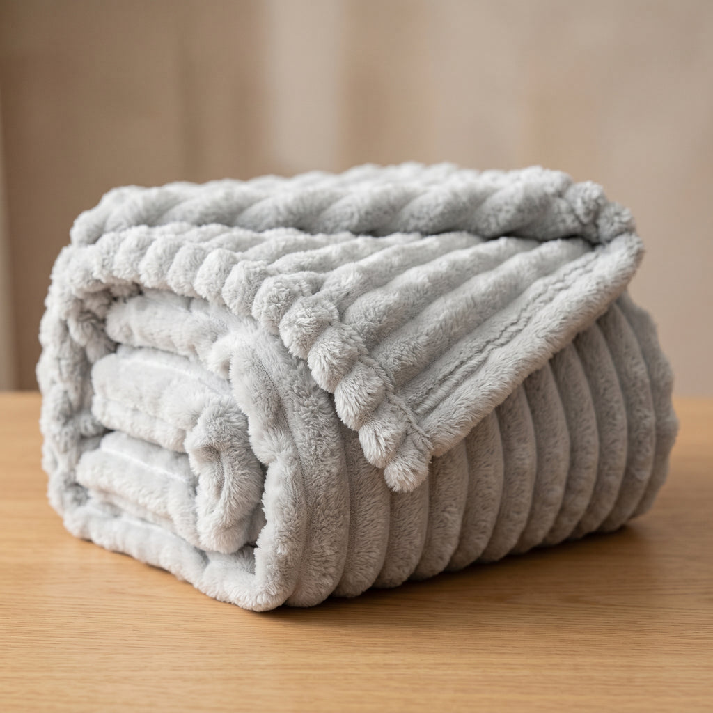 SOGA 2X150x200cm Silver Flannel Polyester Throw Blanket