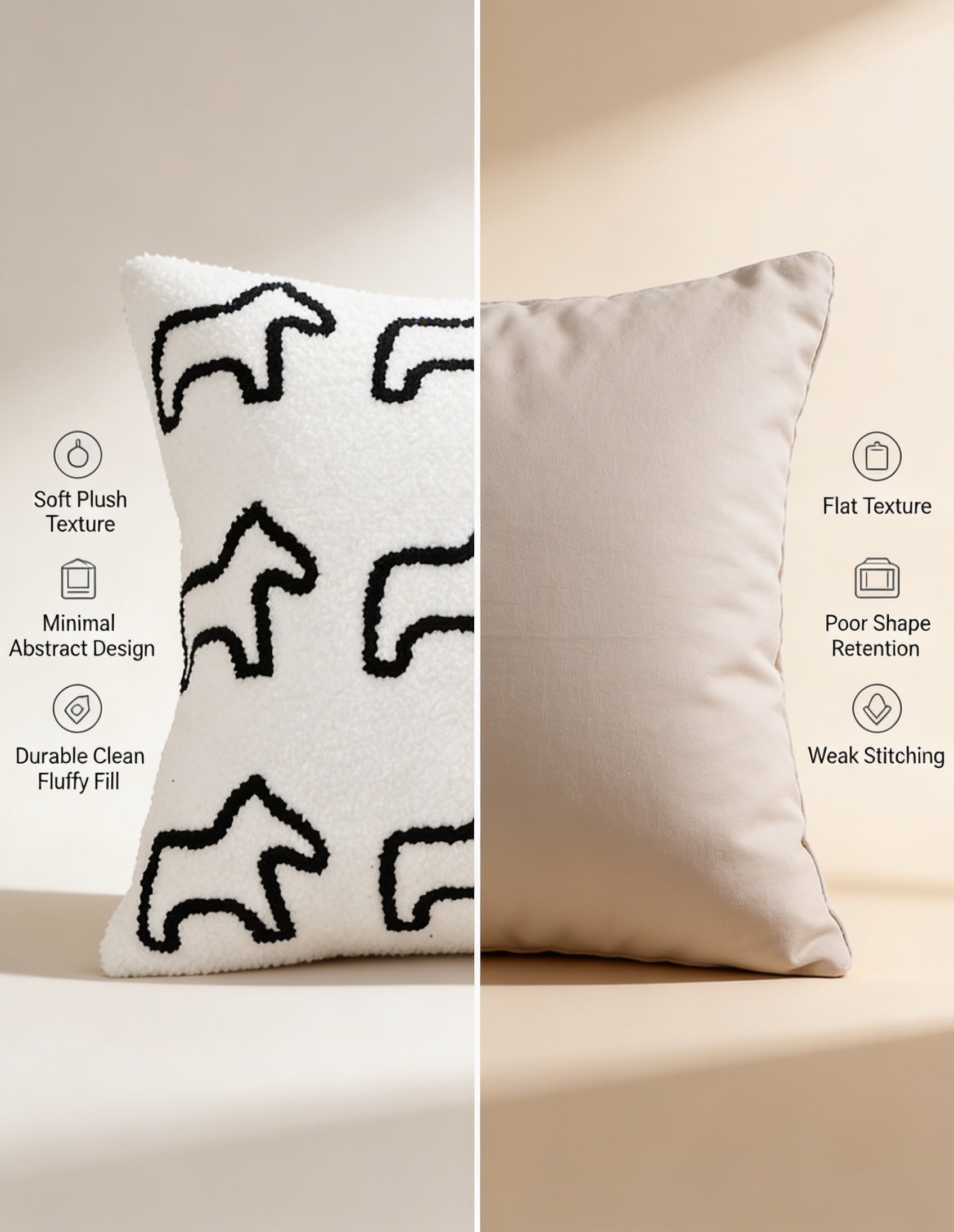 SOGA 2X 45cm Throw Pillow White Teddy Fleece Square Pony Design Decorative Cushion for Living Room