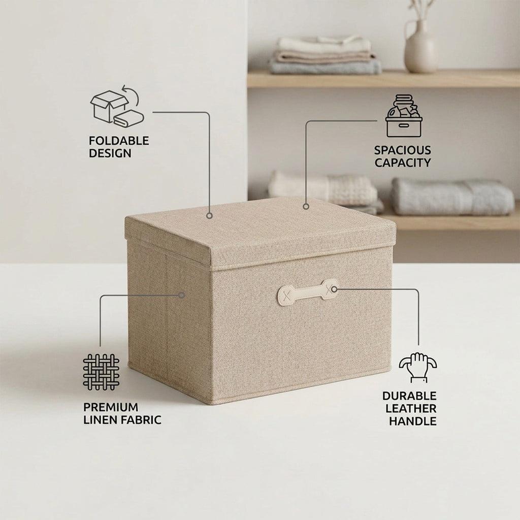 SOGA (35x28x18cm) Khaki 18L Fabric Storage Box Organizer