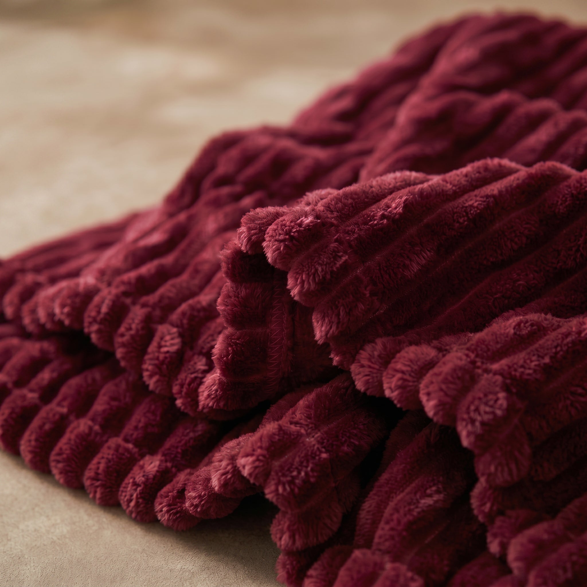 SOGA 2X 150x200cm Burgundy Flannel Polyester Throw Blanket