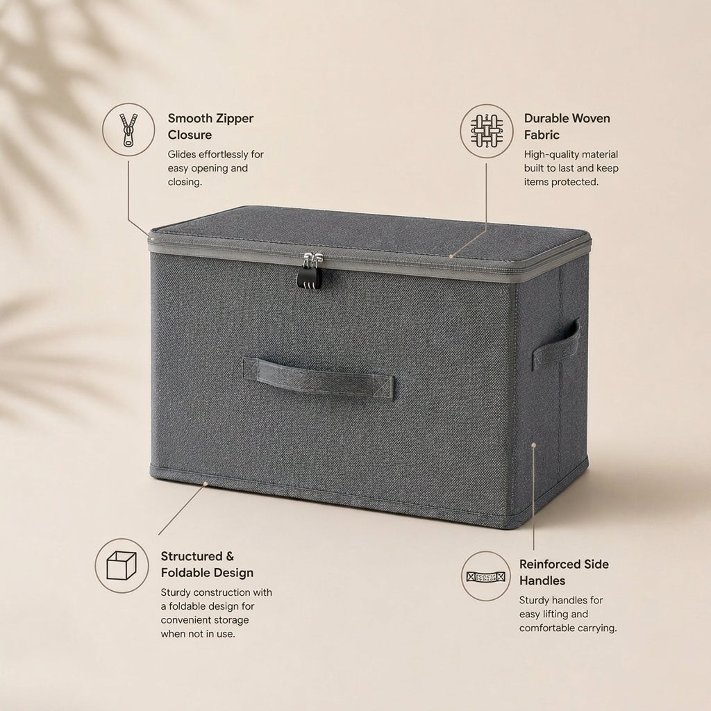 SOGA (49x37x30cm) Grey Fabric Storage Box Home Organizer