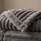 SOGA 2X 150x200cm Grey Flannel Polyester Throw Blanket
