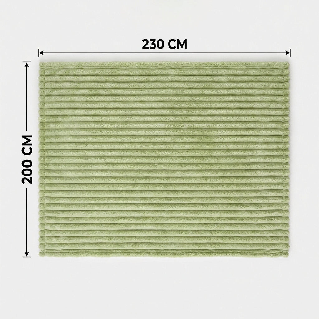 SOGA 2X 230x200cm Light Green Flannel Polyester Throw Blanket