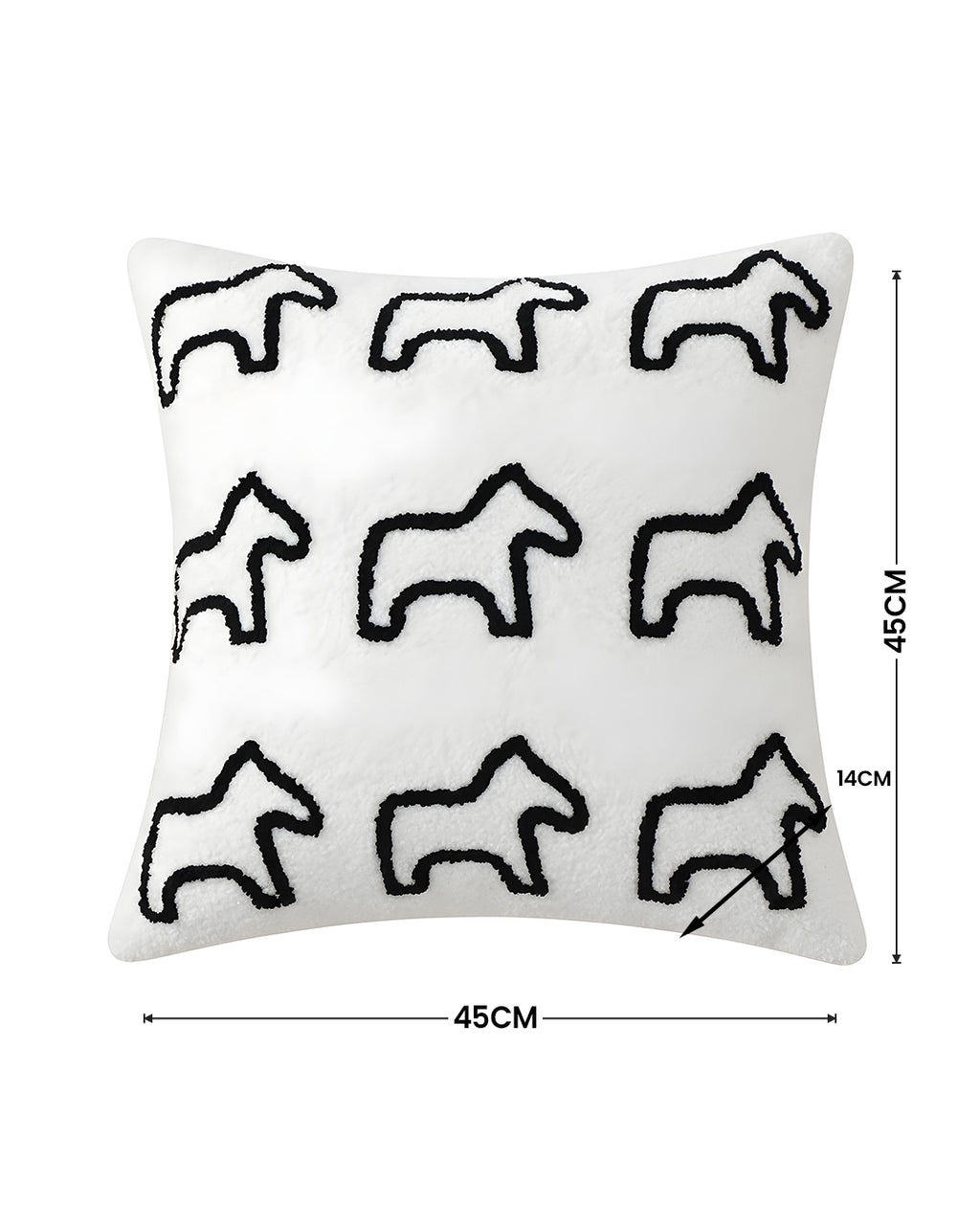 SOGA 2X 45cm Throw Pillow White Teddy Fleece Square Pony Design Decorative Cushion for Living Room
