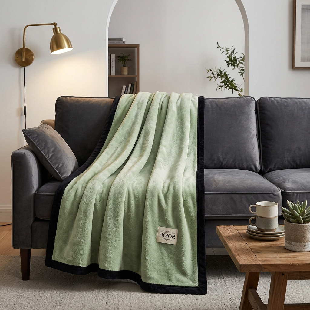 SOGA 2X 230x200cm Green Flannel Polyester Throw Blanket