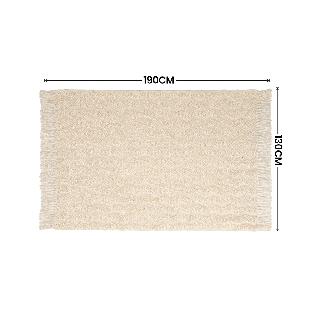 SOGA 2X Cream Polyester Throw Blanket Soft Cozy Sofa Bed