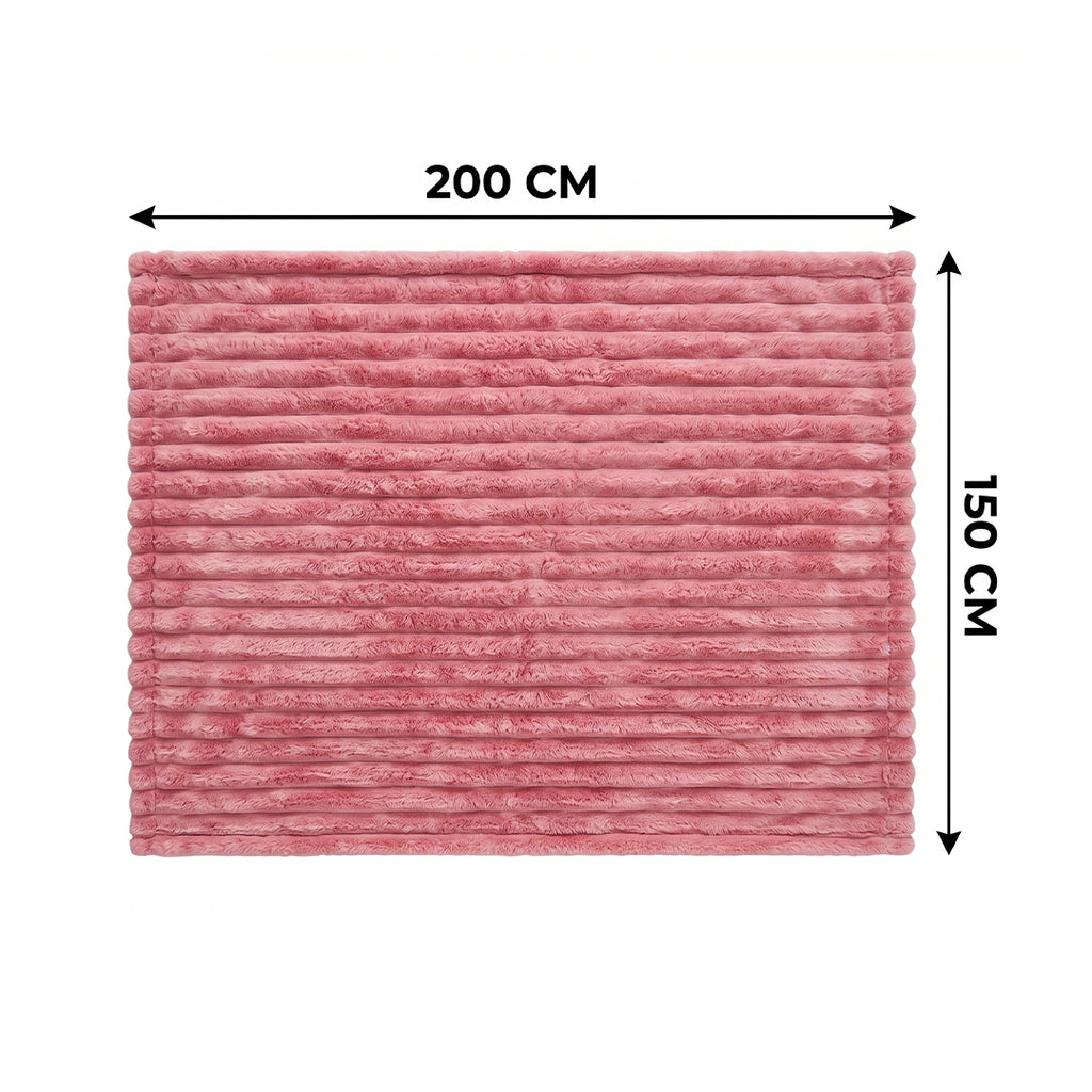 SOGA 2X 150x200cm Pink Flannel Polyester Throw Blanket