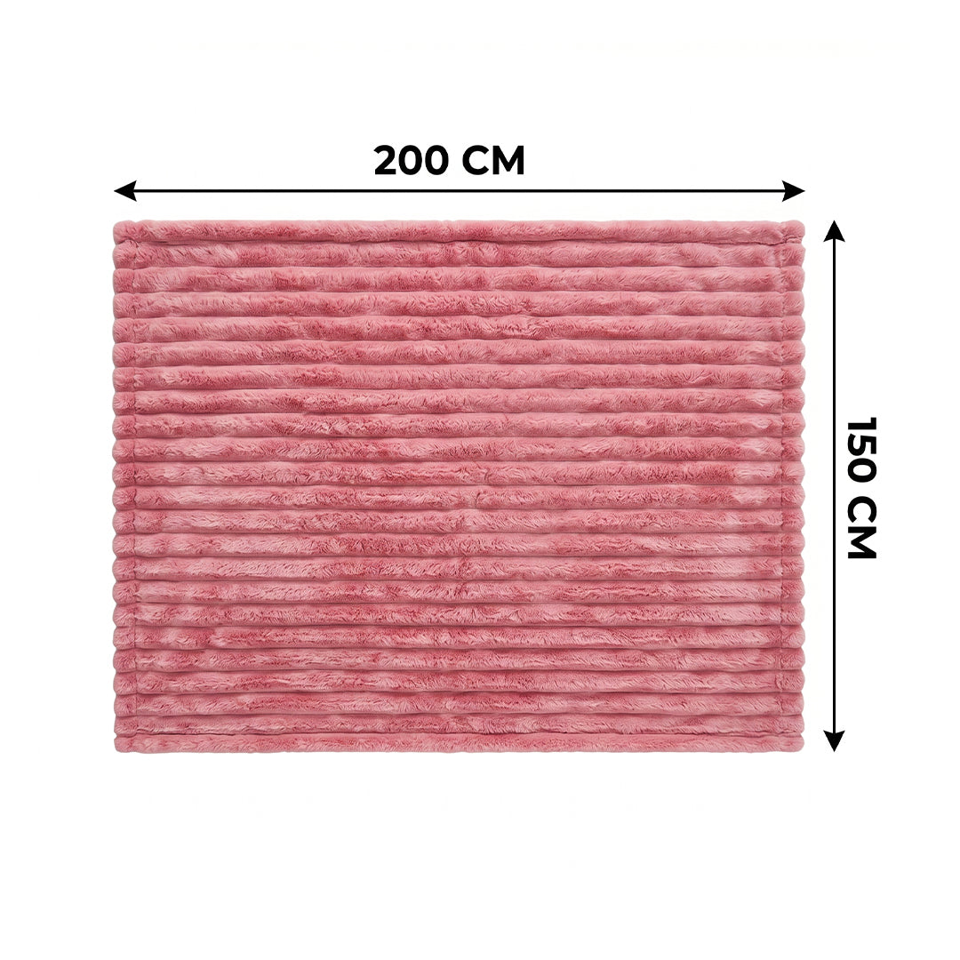 SOGA 2X 150x200cm Pink Flannel Polyester Throw Blanket