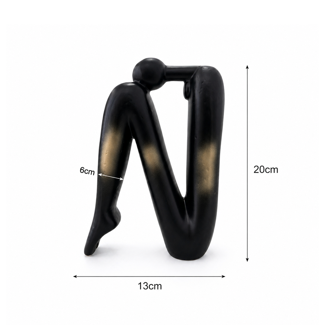SOGA Black Gold Ceramic Ornament Modern Home Decor Set (13x6x20cm & 10x5x28cm)