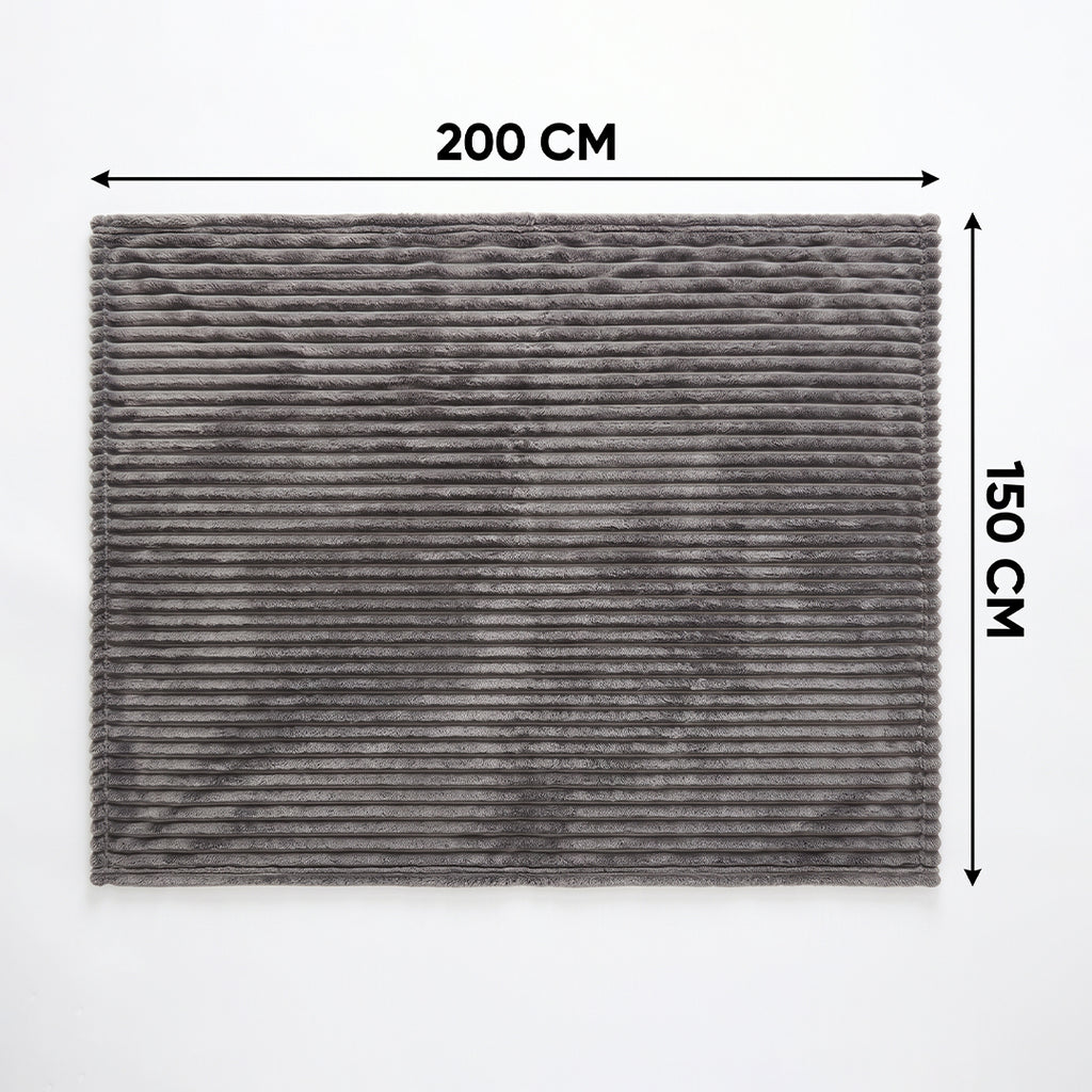 SOGA 2X 150x200cm Grey Flannel Polyester Throw Blanket