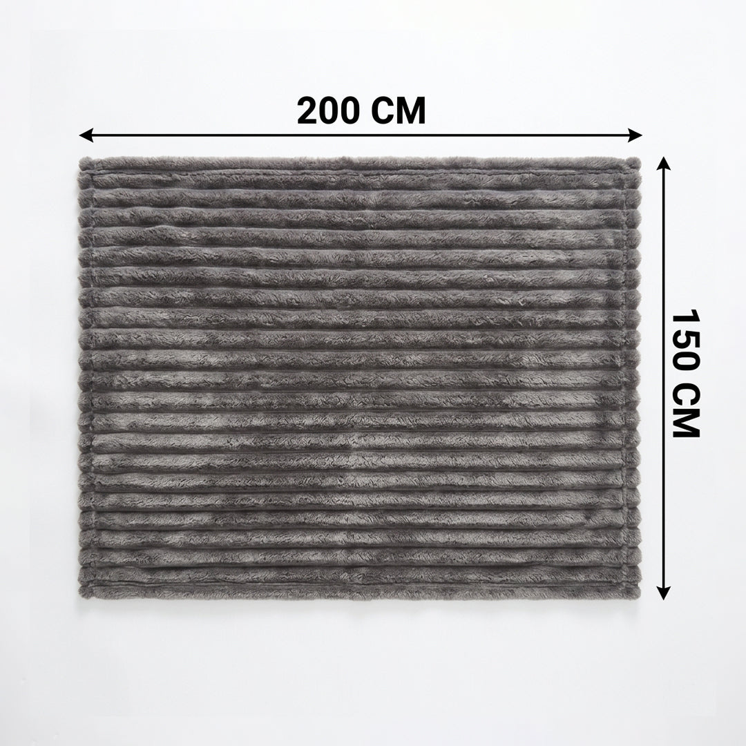 SOGA 2X 230x200cm Grey Flannel Polyester Throw Blanket