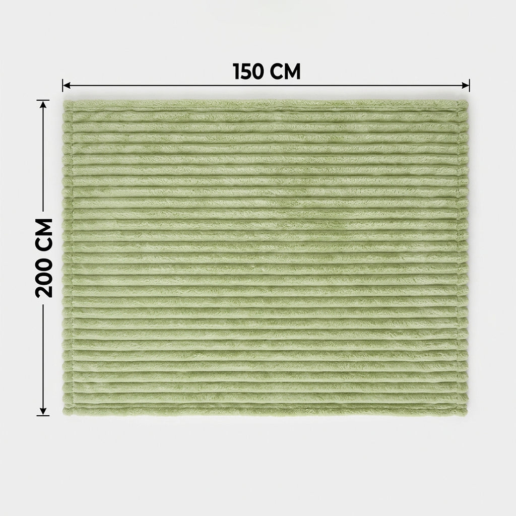 SOGA 2X 150x200cm Light Green Flannel Polyester Throw Blanket