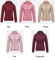 Anychic Womens Padded Puffer Jacket XXLarge Rose Solid Lightweight Warm Outdoor Parka Clothing With Detachable Hood