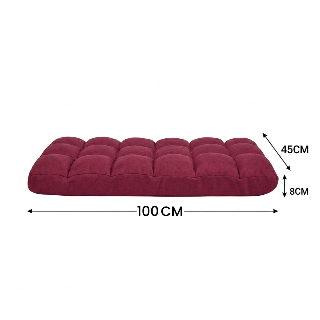 SOGA 2X Burgundy Flannel Lounge Chair Cushion Soft Comfortable Seat Pad