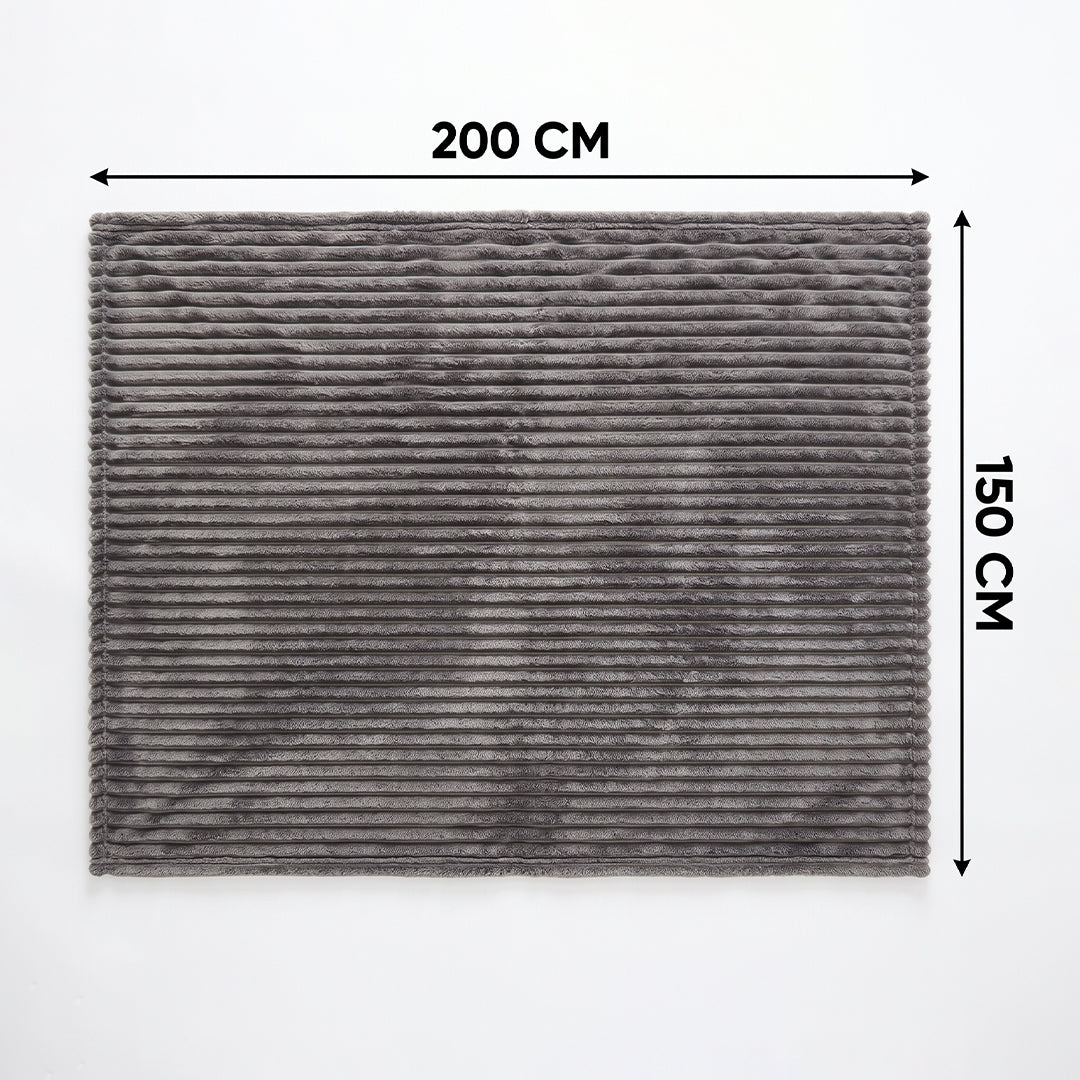 SOGA 150x200cm Grey Flannel Polyester Throw Blanket