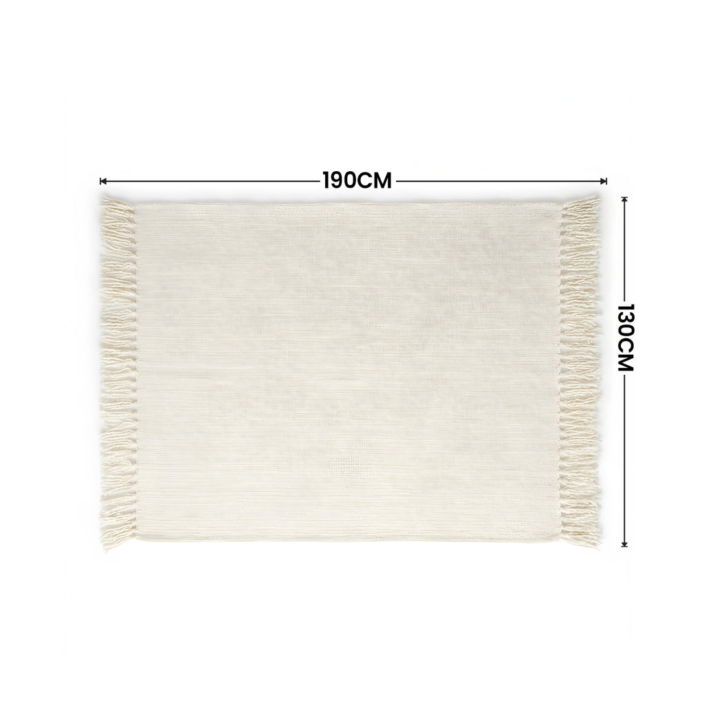SOGA Beige Polyester Throw Blanket Soft Cozy Sofa Bed
