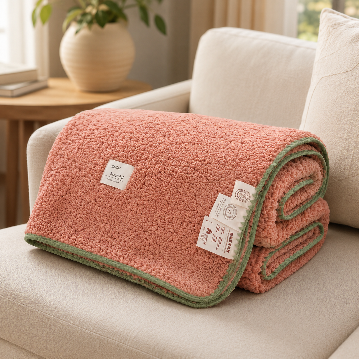 SOGA 2X 230x200cm Pink Flannel Polyester Throw Blanket