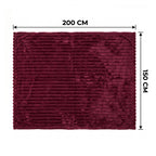SOGA 2X 150x200cm Burgundy Flannel Polyester Throw Blanket