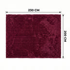 SOGA 230x200cm Burgundy Flannel Polyester Throw Blanket