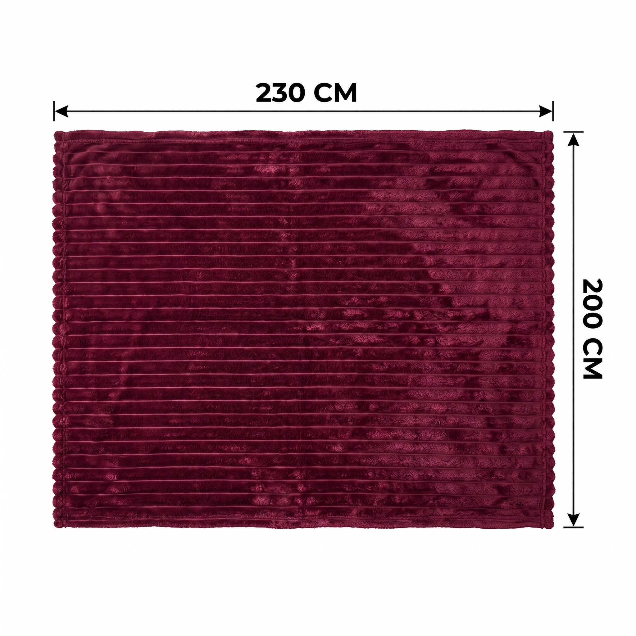SOGA 230x200cm Burgundy Flannel Polyester Throw Blanket