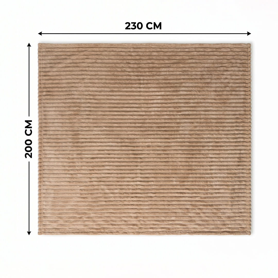 SOGA 2X 230x200cm Light Coffee Flannel Polyester Throw Blanket