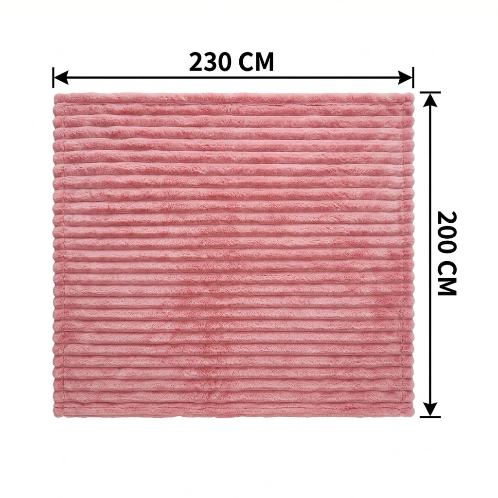SOGA 2X 230x200cm Pink Flannel Polyester Throw Blanket
