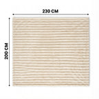 SOGA 230x200cm Cream Flannel Polyester Throw Blanket