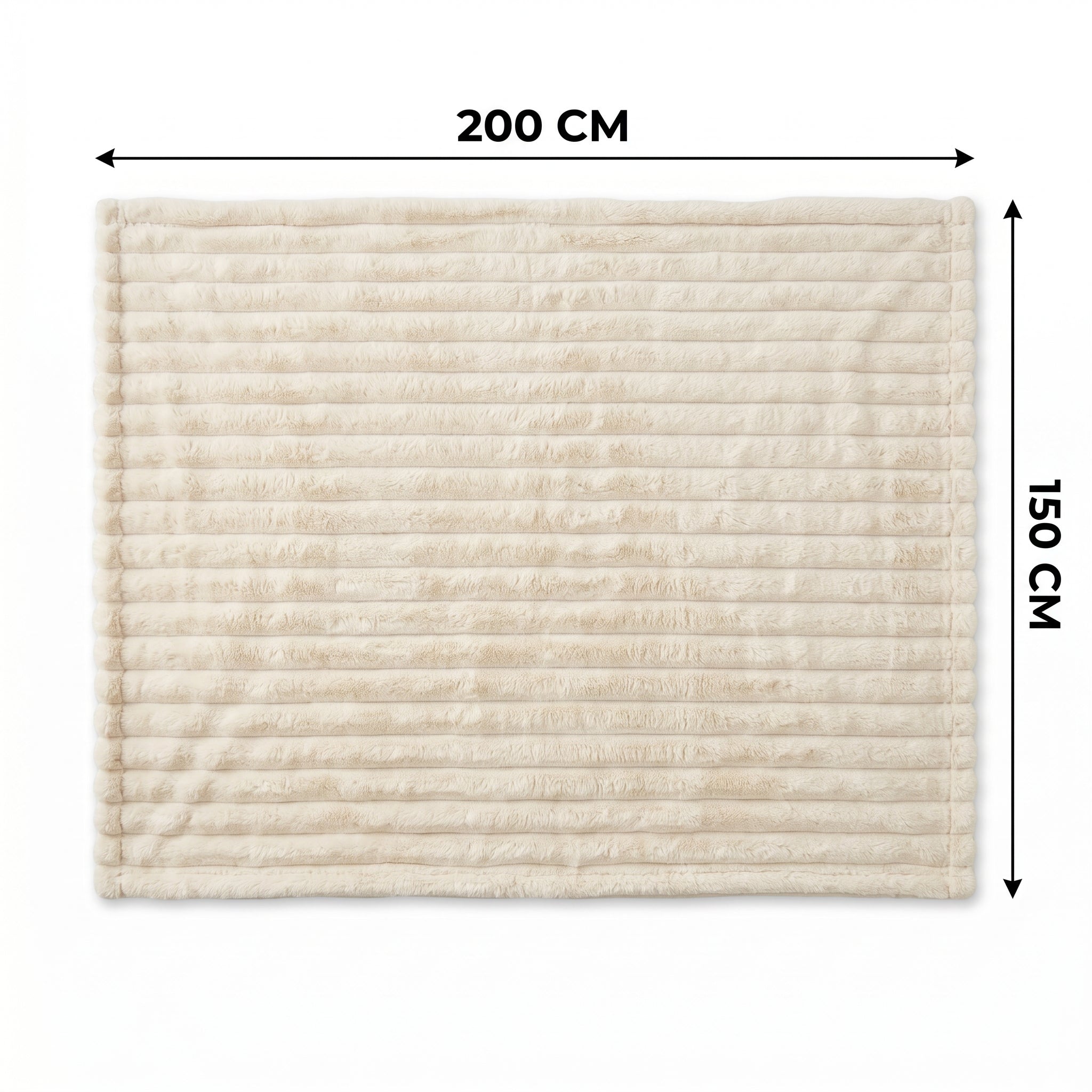 SOGA 2X 150x200cm Cream Flannel Polyester Throw Blanket