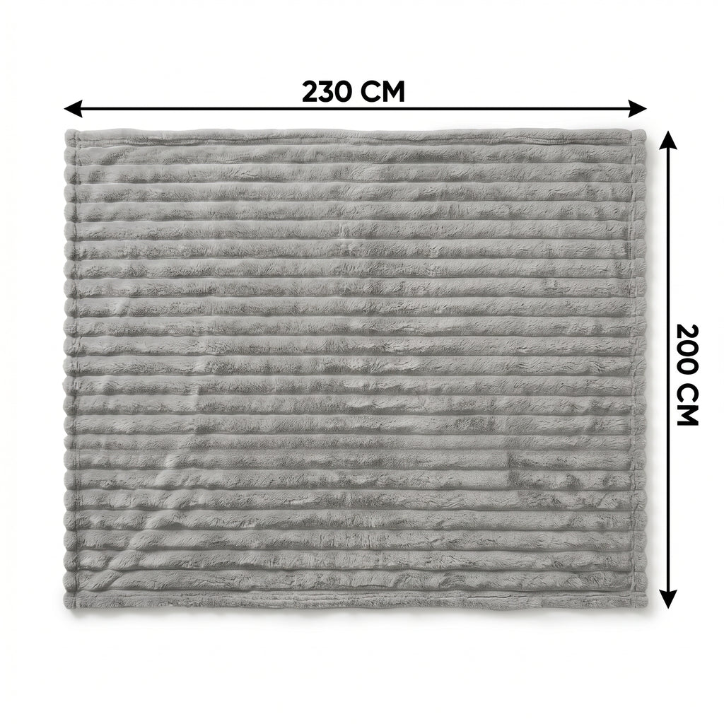 SOGA 2X 230x200cm Silver Flannel Polyester Throw Blanket