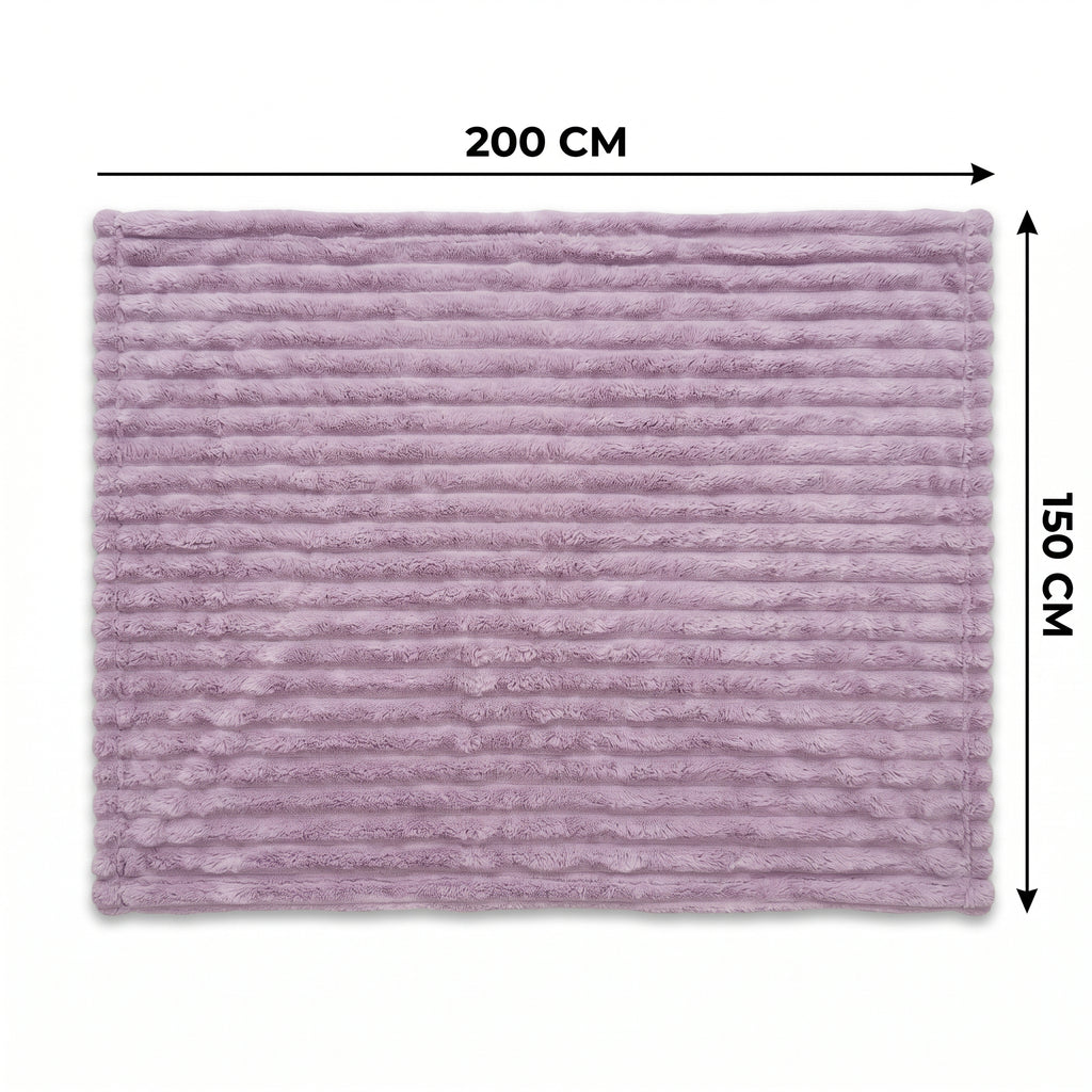 SOGA 2X 150x200cm Purple Flannel Polyester Throw Blanket