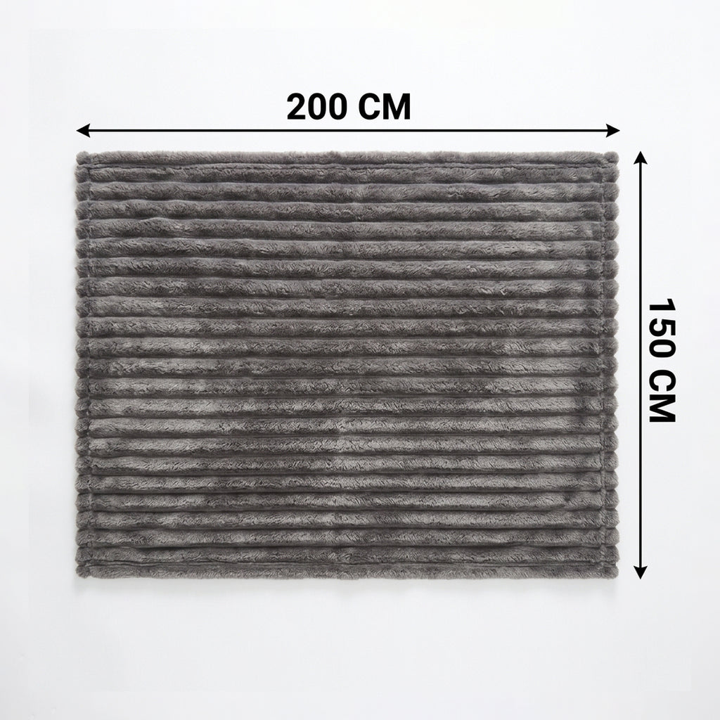 SOGA 230x200cm Grey Flannel Polyester Throw Blanket