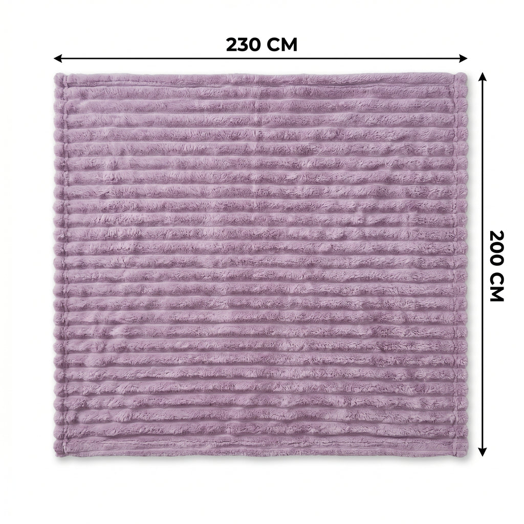 SOGA 2X 230x200cm Purple Flannel Polyester Throw Blanket