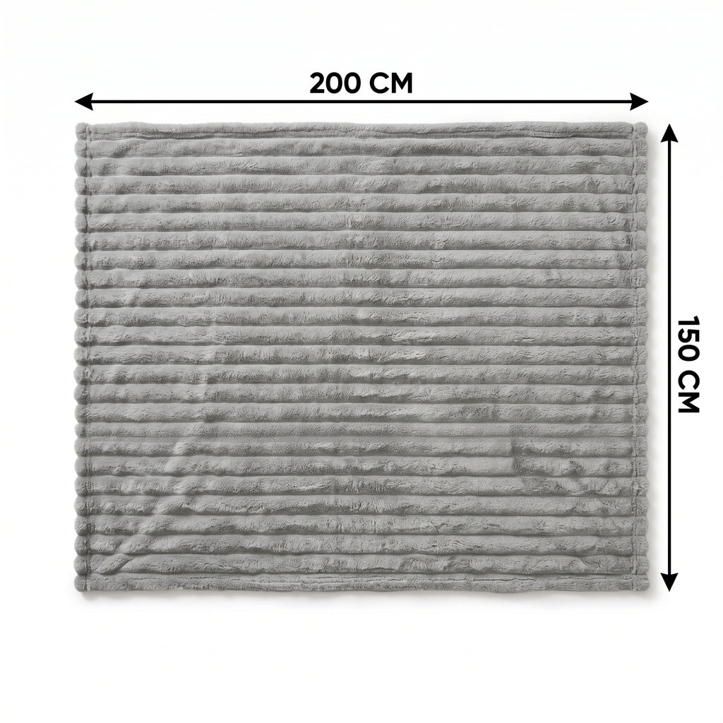 SOGA 2X150x200cm Silver Flannel Polyester Throw Blanket