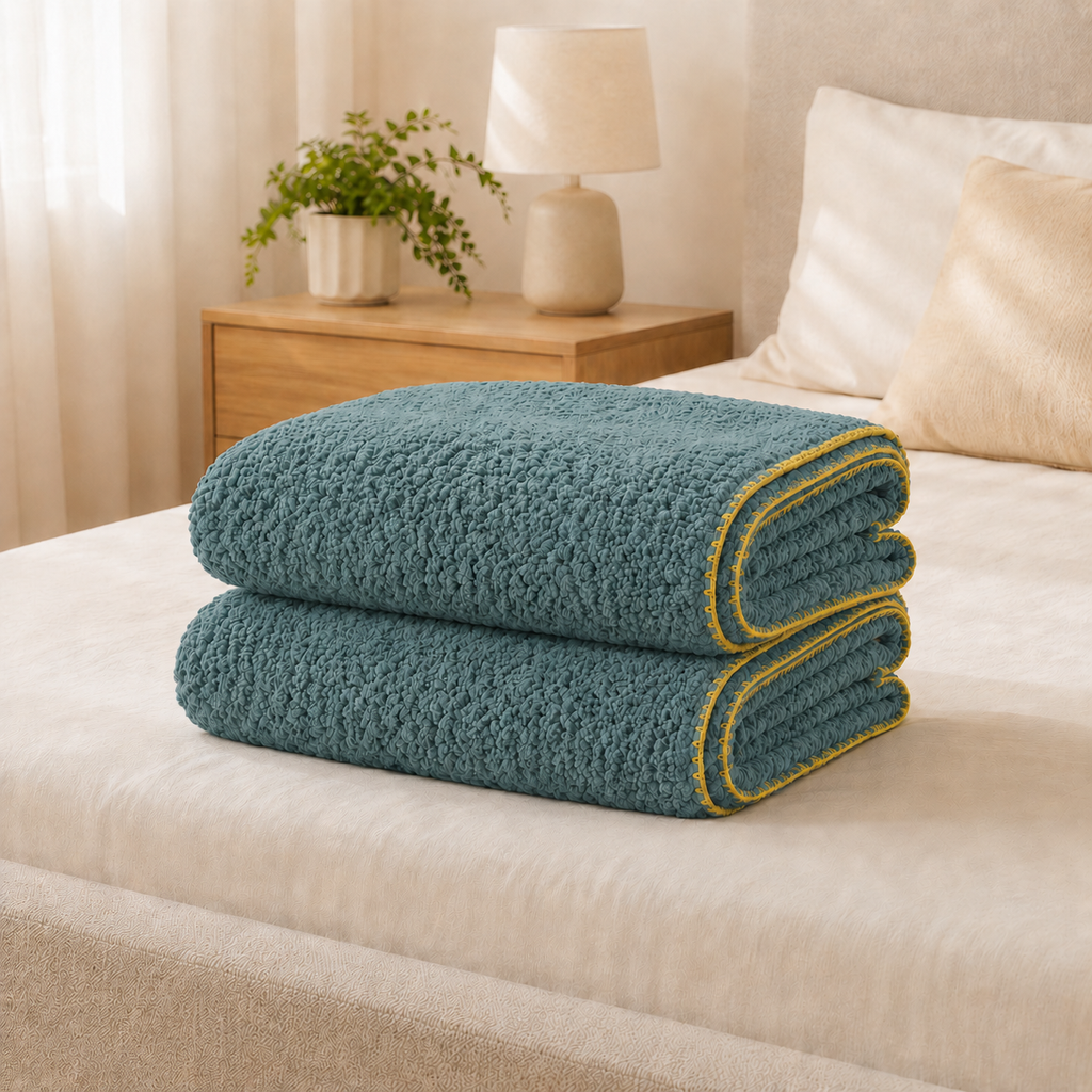 SOGA 2X 230x200cm Grayish-green Flannel Polyester Throw Blanket