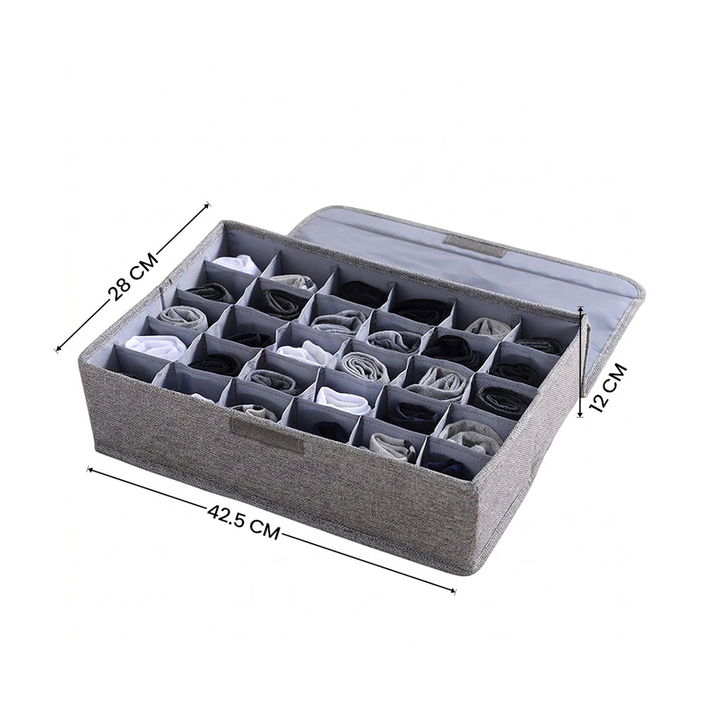 SOGA (43x29x13cm) Grey 30 Compartment Fabric Storage Box Organizer