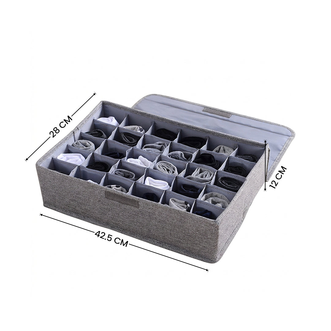 SOGA (43x29x13cm) Grey 30 Compartment Fabric Storage Box Organizer