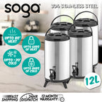 SOGA 4 x 12L Portable Insulated Cold/Heat Coffee Tea Beer Barrel Brew Pot With Dispenser